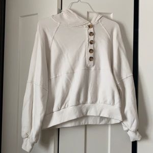 Asymmetrical Cropped Button-up Hoodie